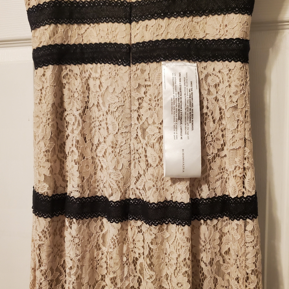 BCBGMAXAZRIA Bare Lace Dress with Black Accents - Picture 6 of 9